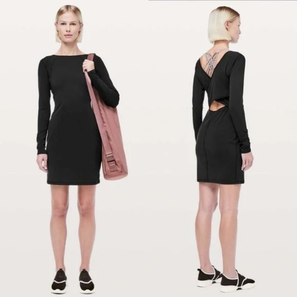 Lululemon Contour Longsleeve Cutout Dress *Nulu Black - Picture 2 of 11